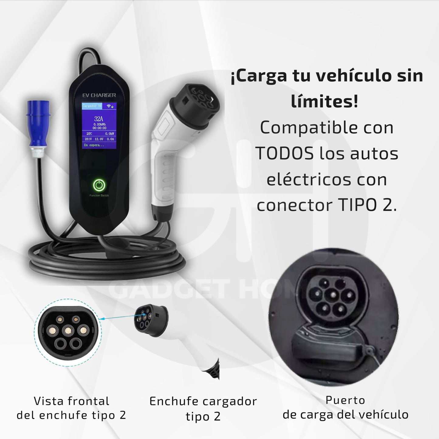 Cargador Para Vehículo Eléctricos 7kw Tipo 2 Wallbox